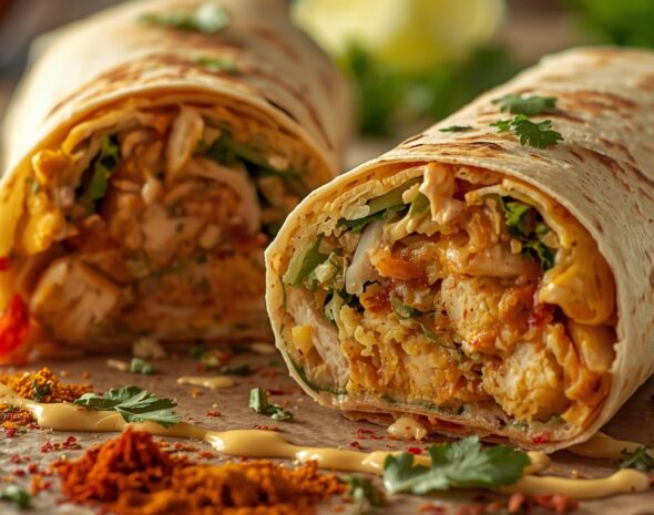 halal-burrito-denver Halal masala burrito in Denver with chicken tikka and rice